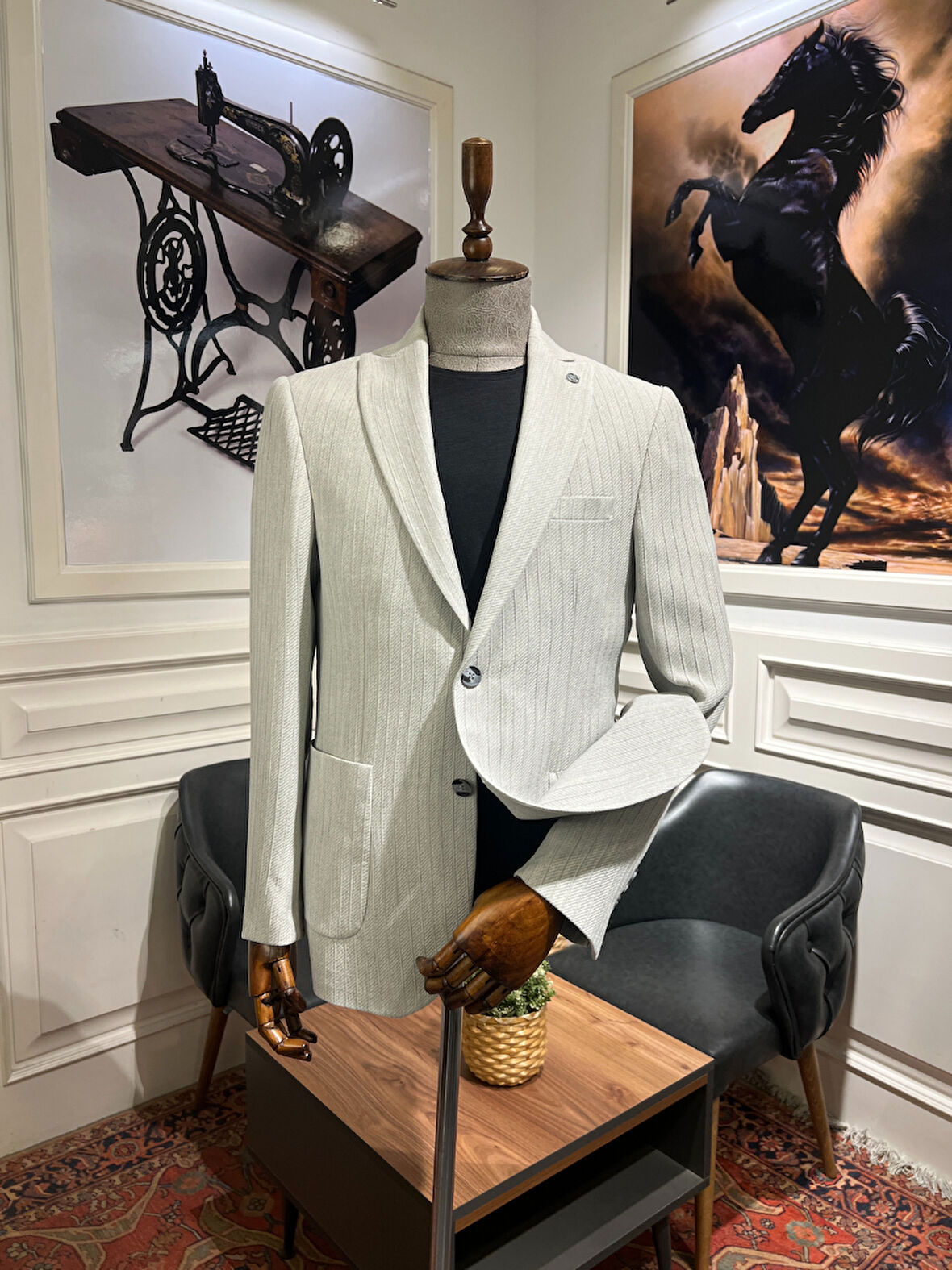 Guild Kratos Slim Fit Gri Örme Ceket