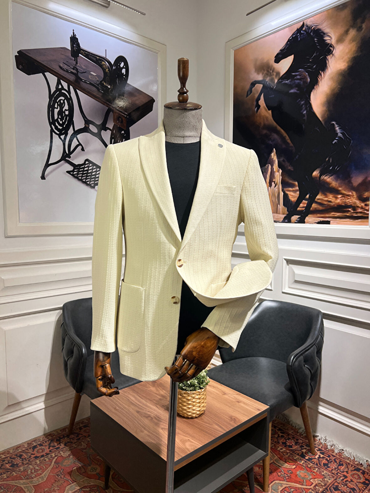 Guild Kratos Slim Fit Krem Örme Ceket