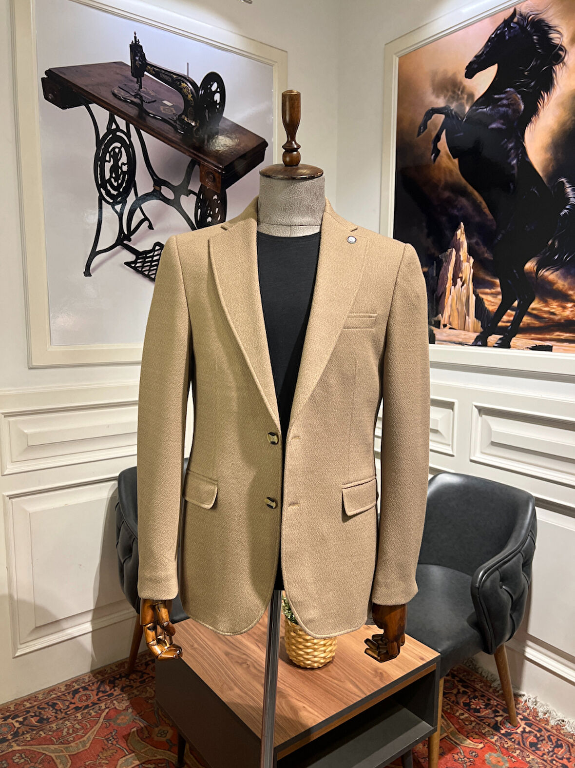 Guild Karlofça Slim Fit Bej Örme Ceket