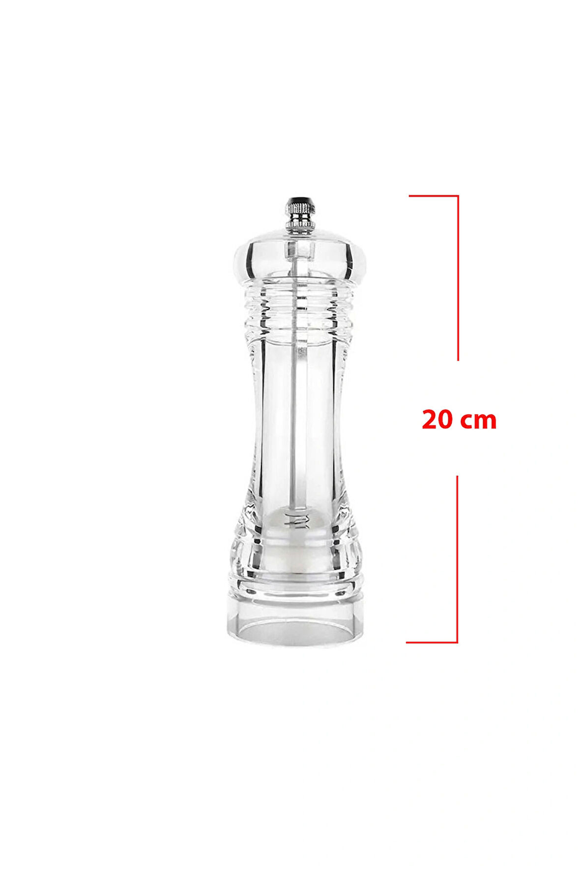 1 Adet Şeffaf Akrilik 20 cm Büyük Boy Baharat Tuz Karabiber Öğütücü Değirmeni