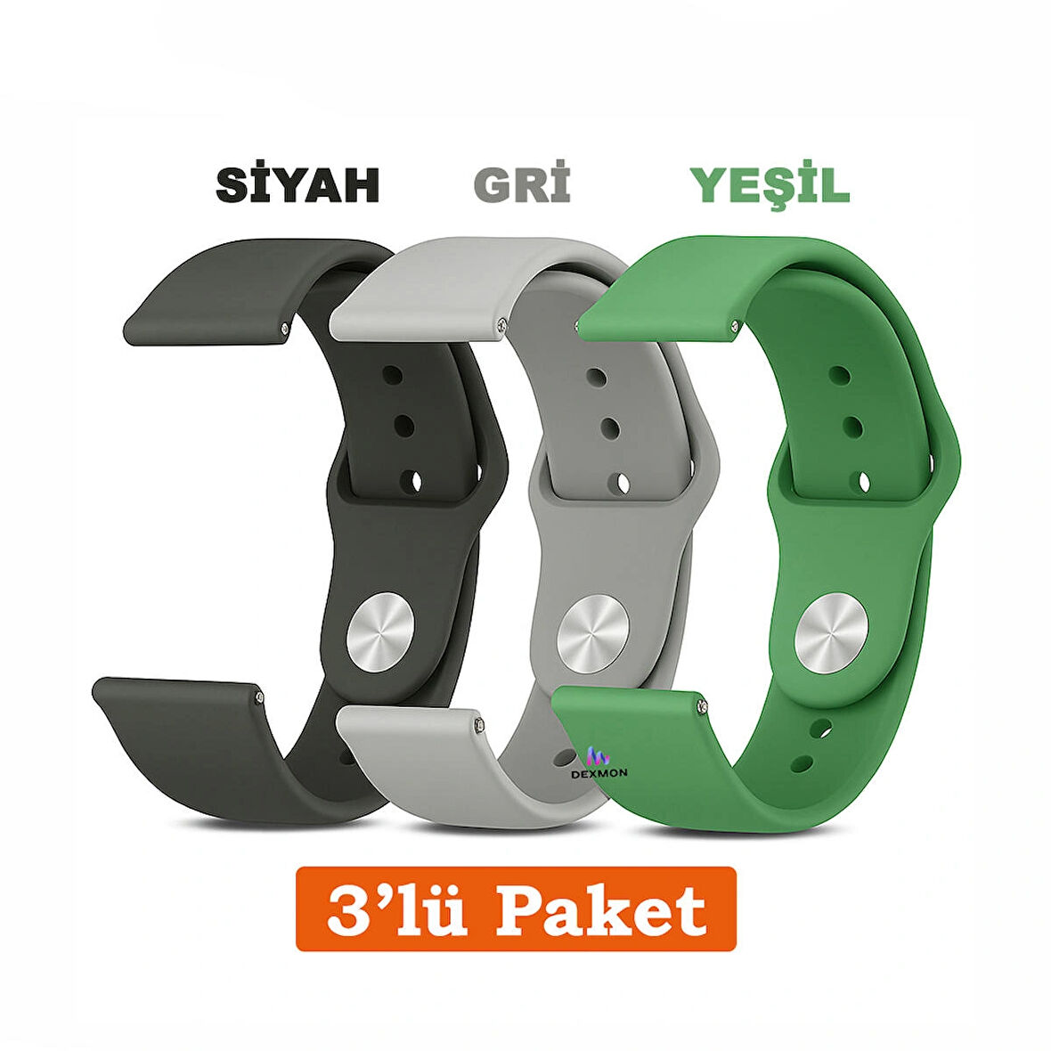 Samsung Galaxy Watch 4/5/6/7/fe /40/44mm Classic 42/43/46/47mm Uyumlu 20mm 3'lü Silikon Kordon Seti