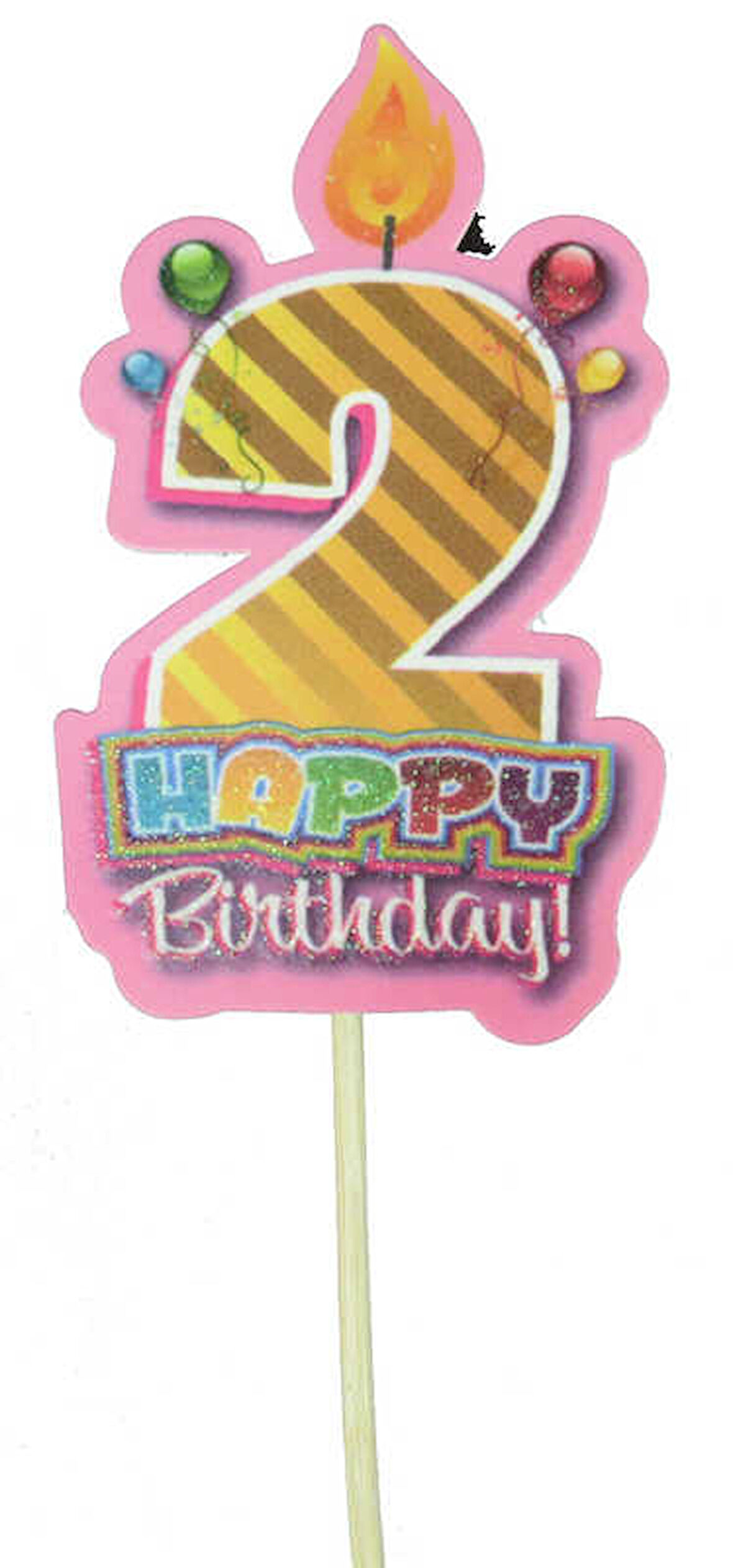 HAPPY BIRTHDAY 2 YAŞ ÇUBUKLU PEMBE PK:10-KL:100