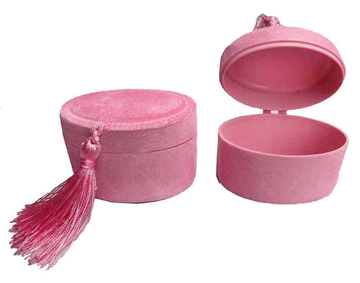 KUTU OVAL FLOK KAPLAMA PEMBE 1 ADET