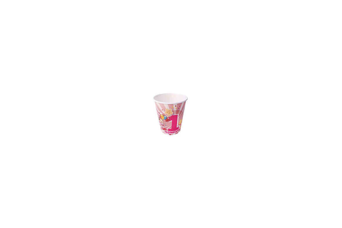 BARDAK KARTON 1 YAŞINDAYIM PEMBE 8oz 8 ADET