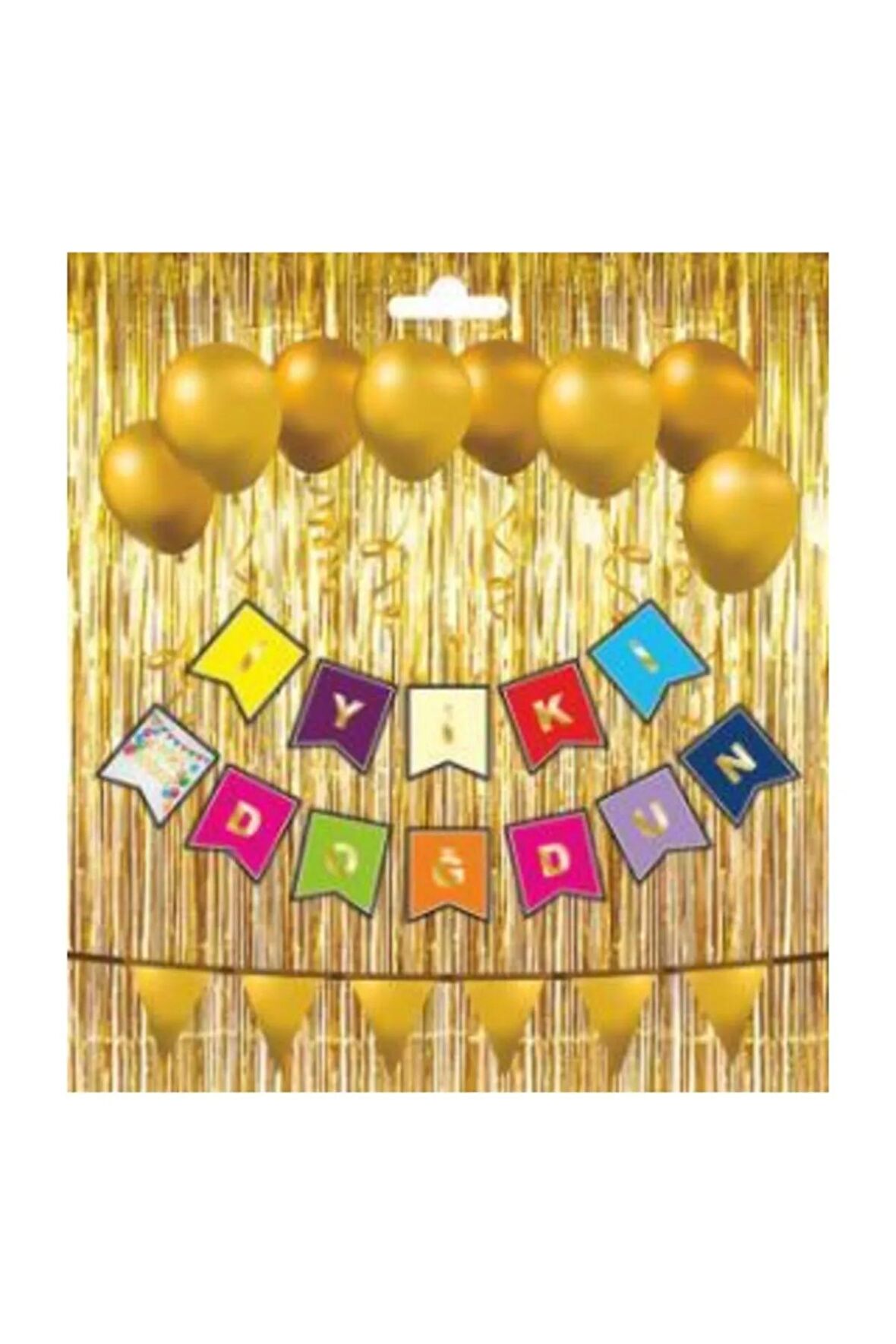 Gold Metalik Baskılı İyiki Doğdun Banner Renkli