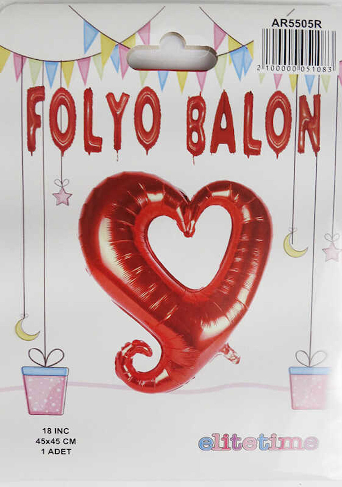 FOLYO BALON KALP ORTASI BOŞ KIRMIZI 18 İNC 1 ADET