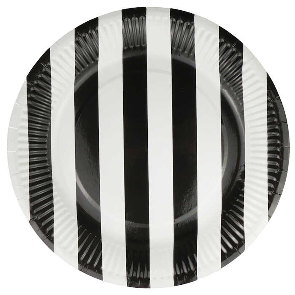 TABAK KARTON ÇİZGİLİ SİYAH BEYAZ 23 CM 8 ADET
