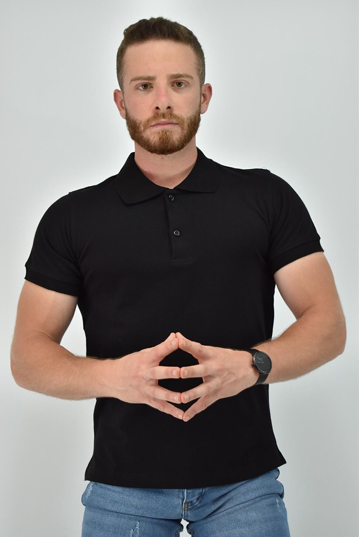 ZİDAN 3151 SADE - BATTAL POLO YAKA DAR KESİM TİŞÖRT - SİYAH