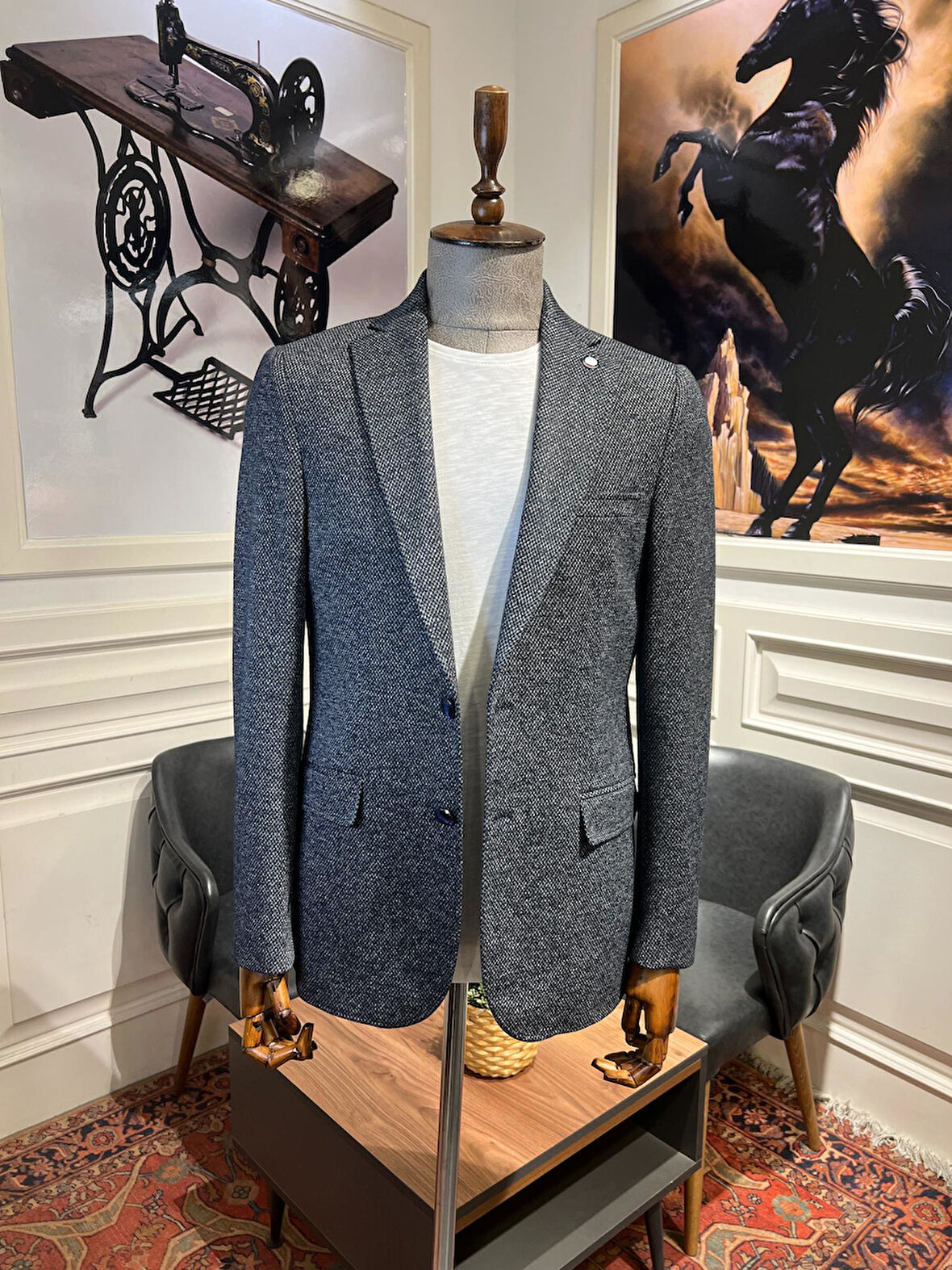 Guild Slim Fit Saraybosna Lacivert Örme Ceket