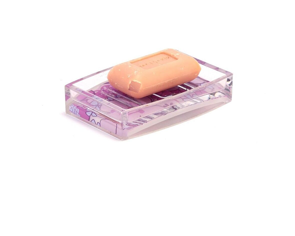 SABUNLUK PEMBE ÇİÇEKLİ AKRİLİK MODEL 12x8x2cm
