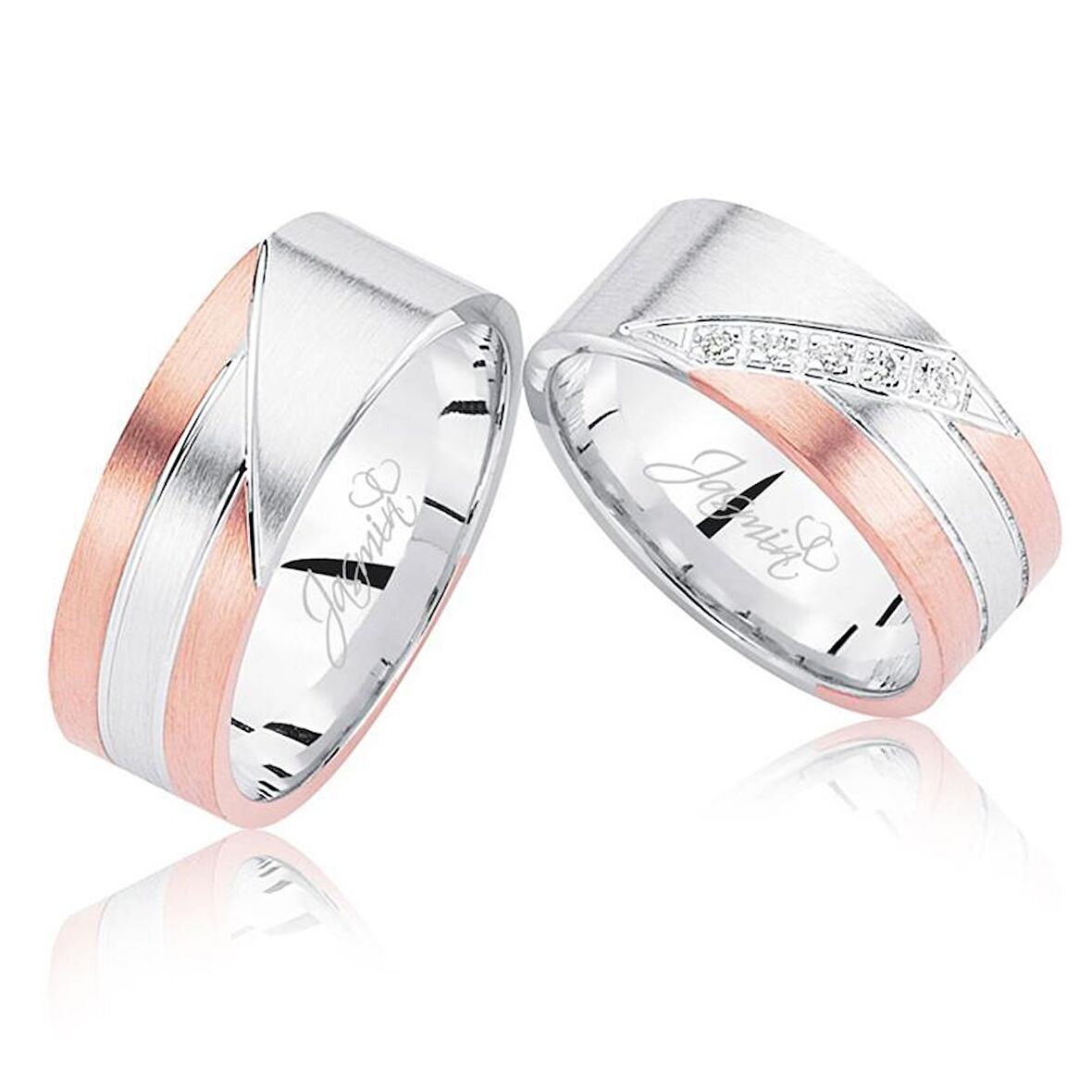 Rose Beyaz Altın Alyans 2101-2