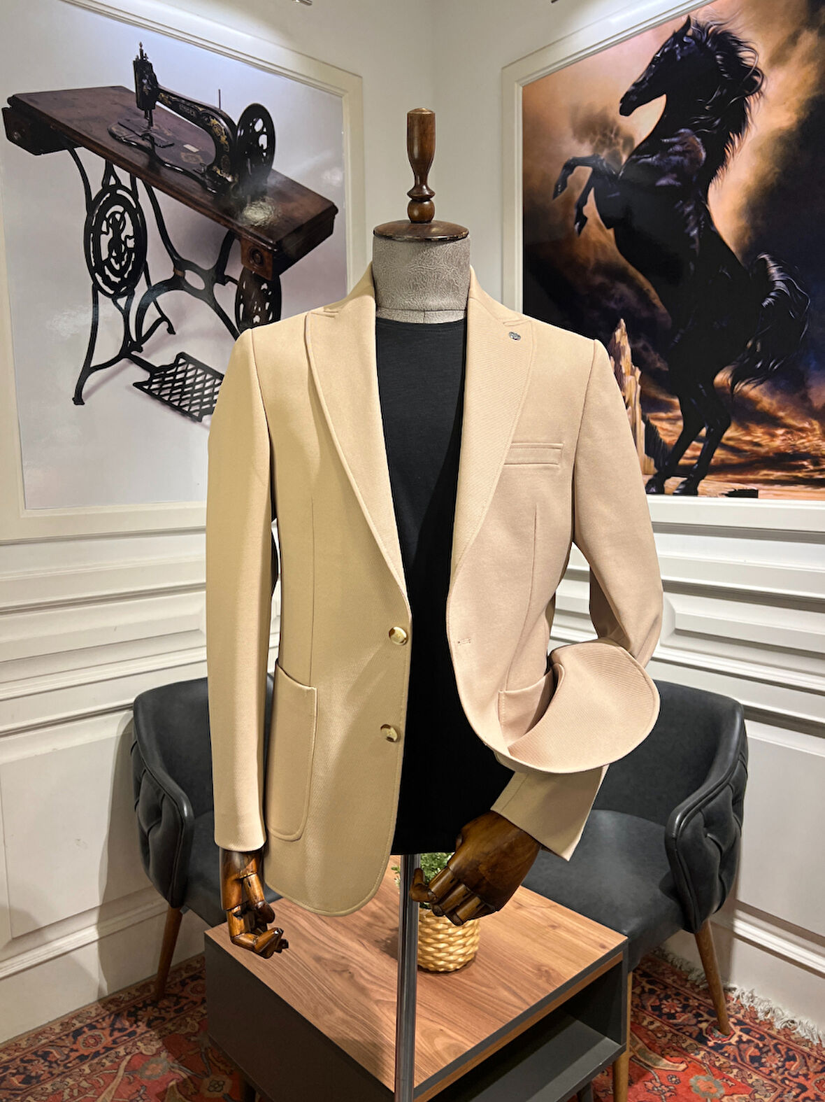 Guild Slim Fit Gümülcine Krem Örme Torba Cep Ceket