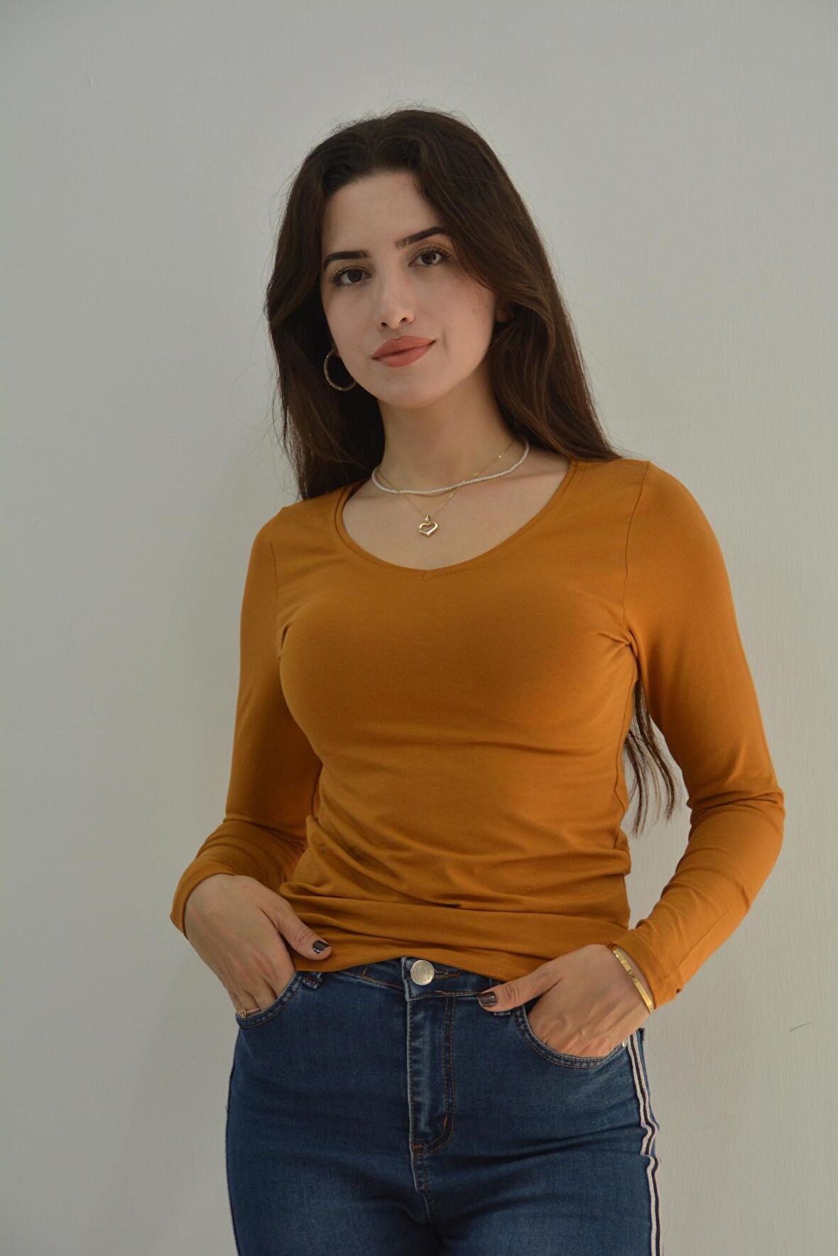 Zidan K-202 V Yaka Kadın Uzun Kol Büyük Beden Sweatshirt