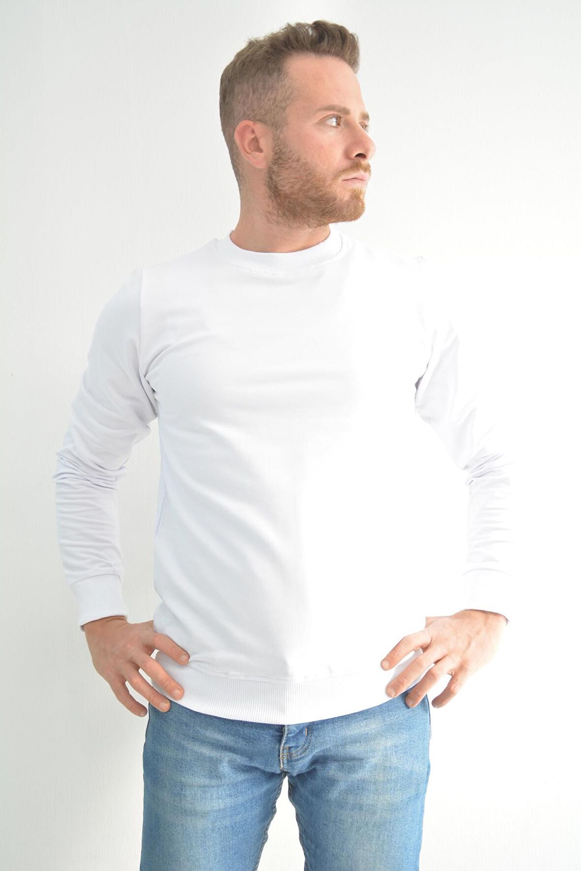 Zidan 507 0 Yaka Sade Erkek Sweatshirt