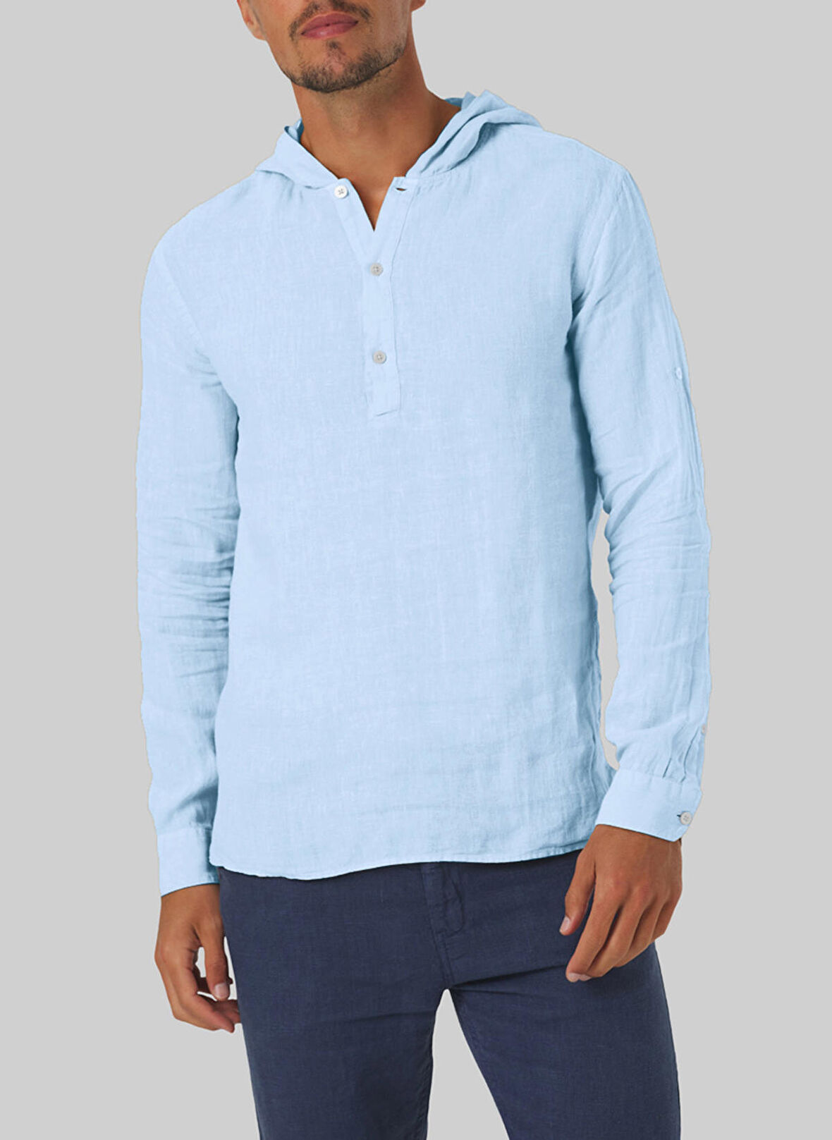 Mr. Mood Standart Kapüşon Yaka Mavi Erkek Gömlek Mr Morocco