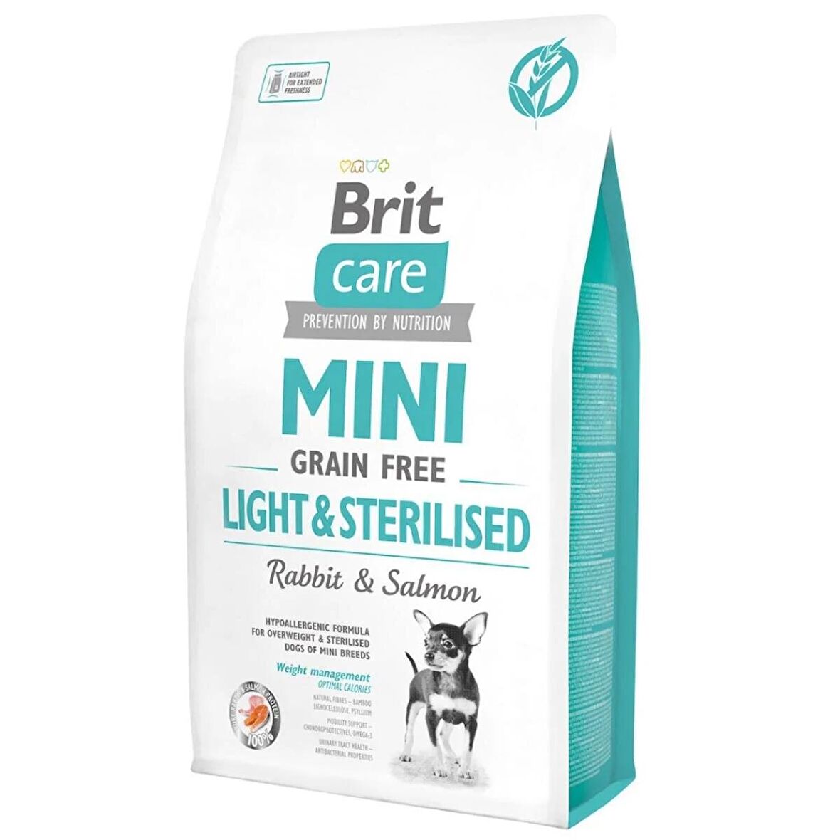 Brit care tahılsız 2kg mini light sterillised tavşanlı köpek maması kısırlaştırılmış köpek maması