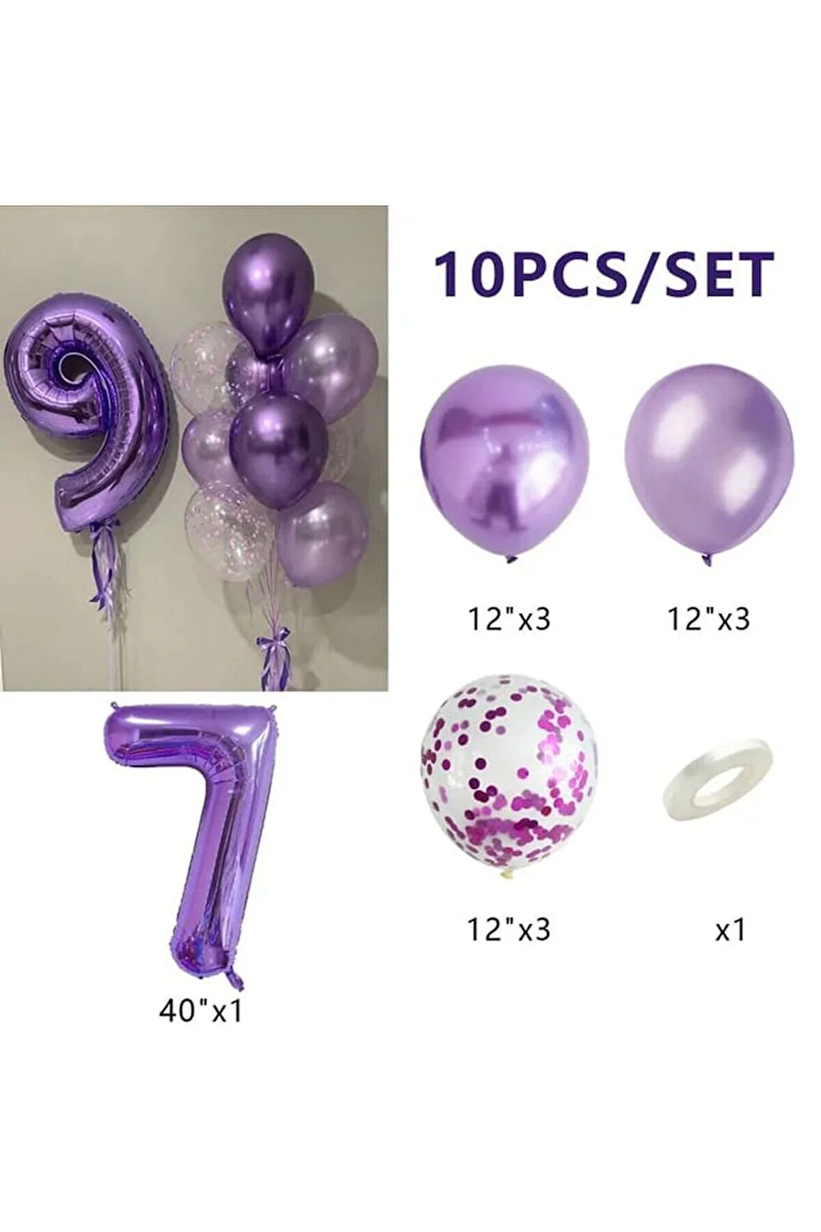 MOR RAKAMLI YAŞ BALON SET