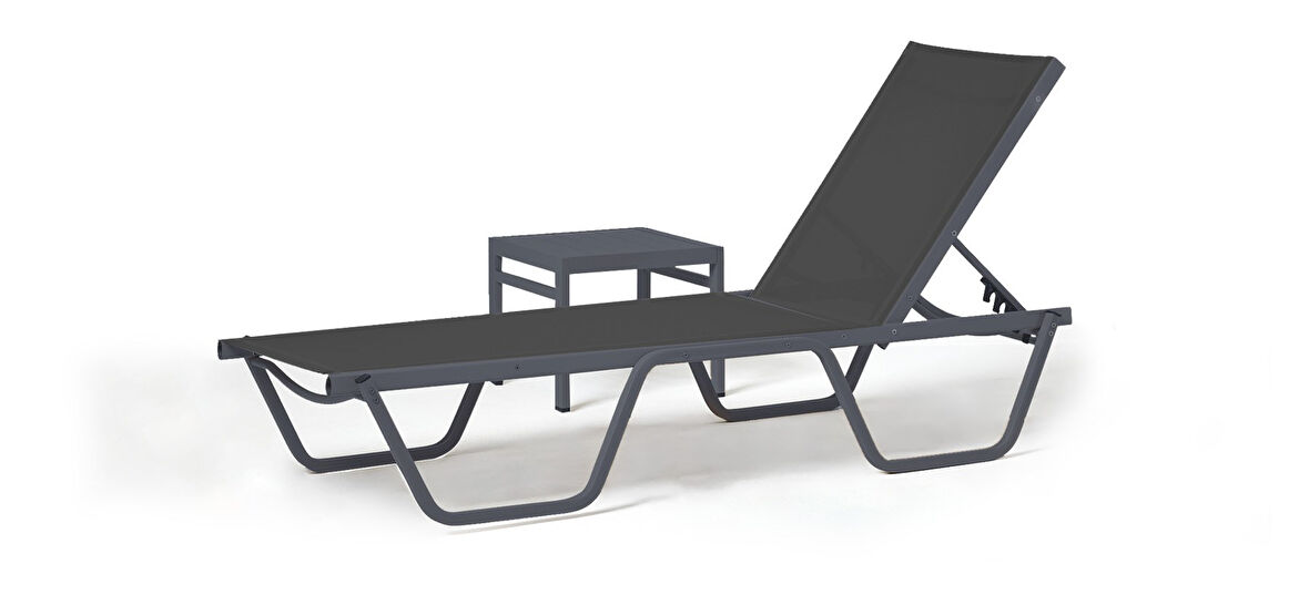 Erinöz Asos Alüminyum Fileli Şezlong + Sehpa - Antrasit