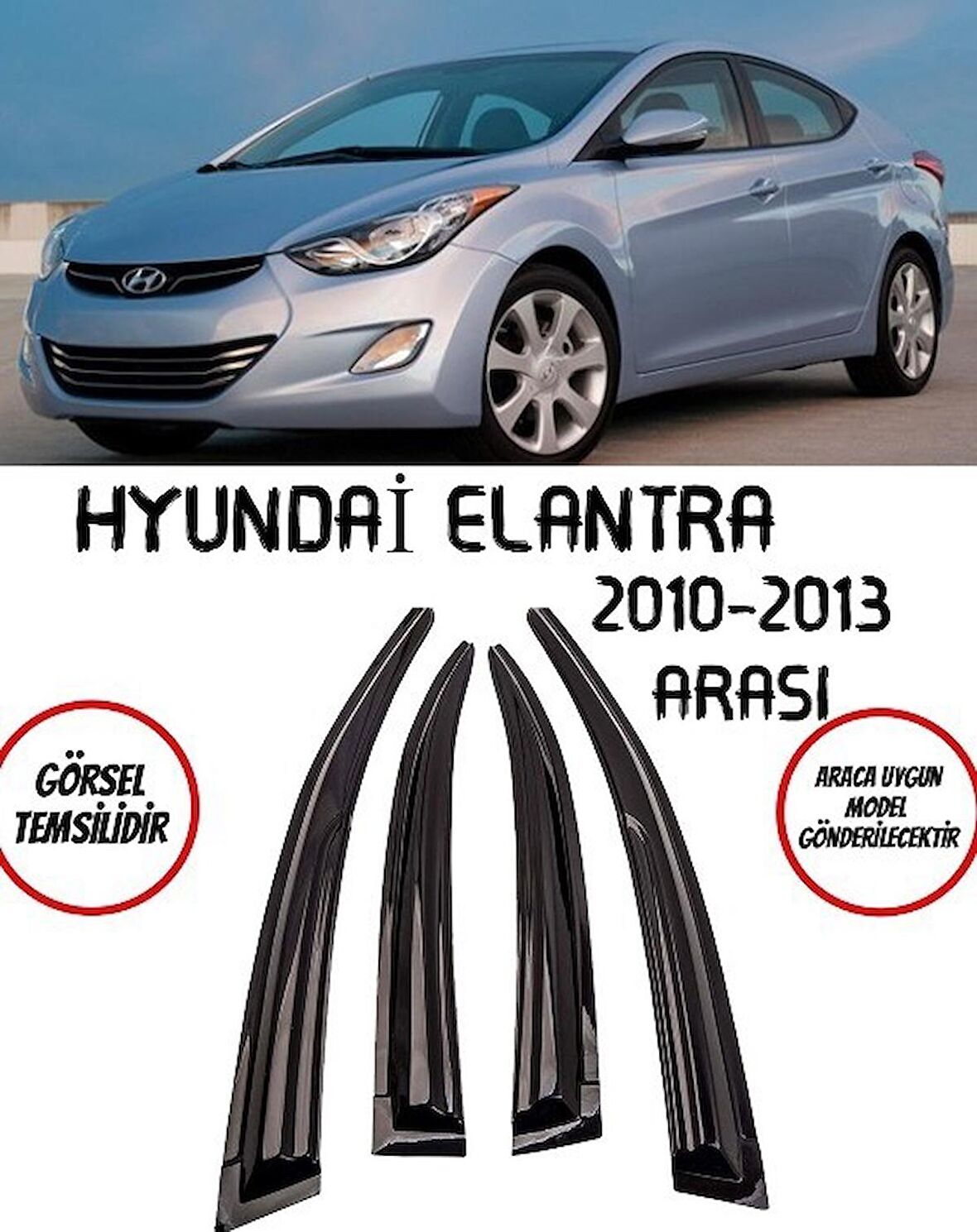 Balp Hyundai Elentra 2010-2013 Cam Rüzgarlık 4 Lü Takım