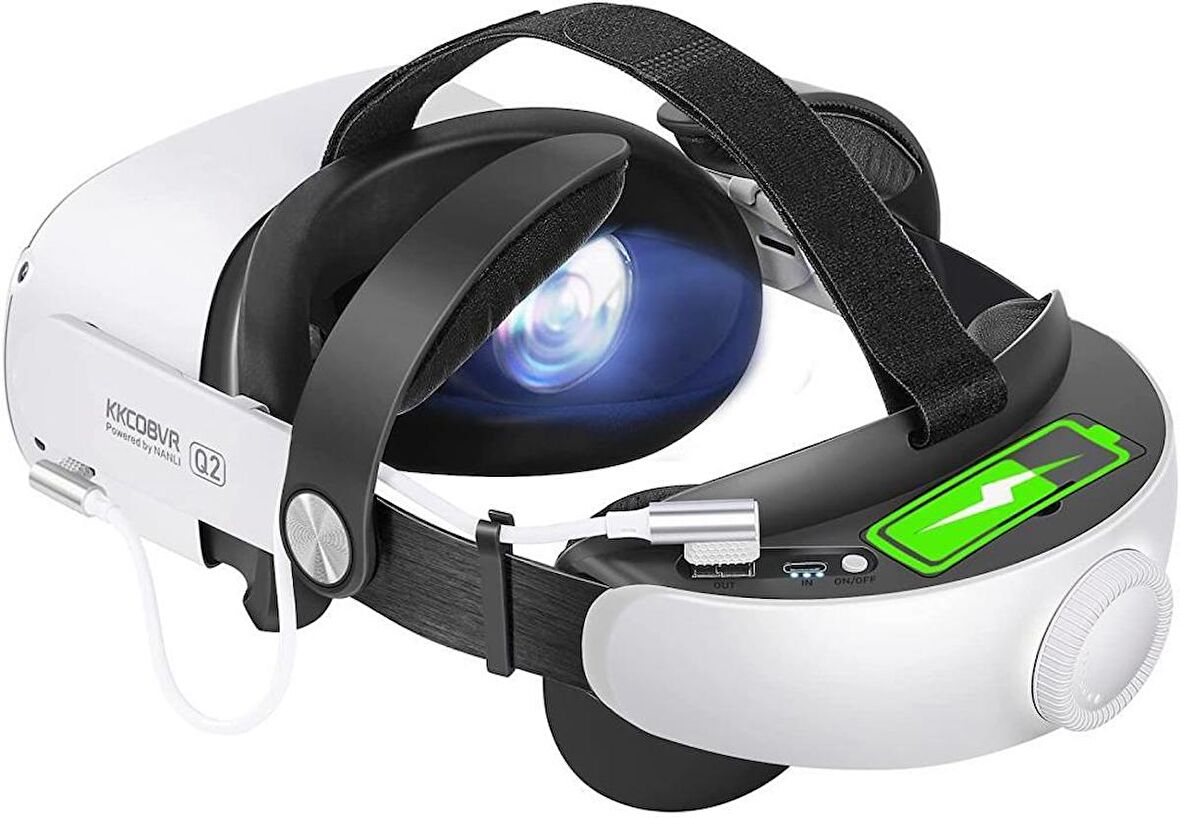 KKCOBVR Meta/Quest 2 ile Uyumlu 6800 Mh Pil Paketi ile Q2 Elite Baş Bandı