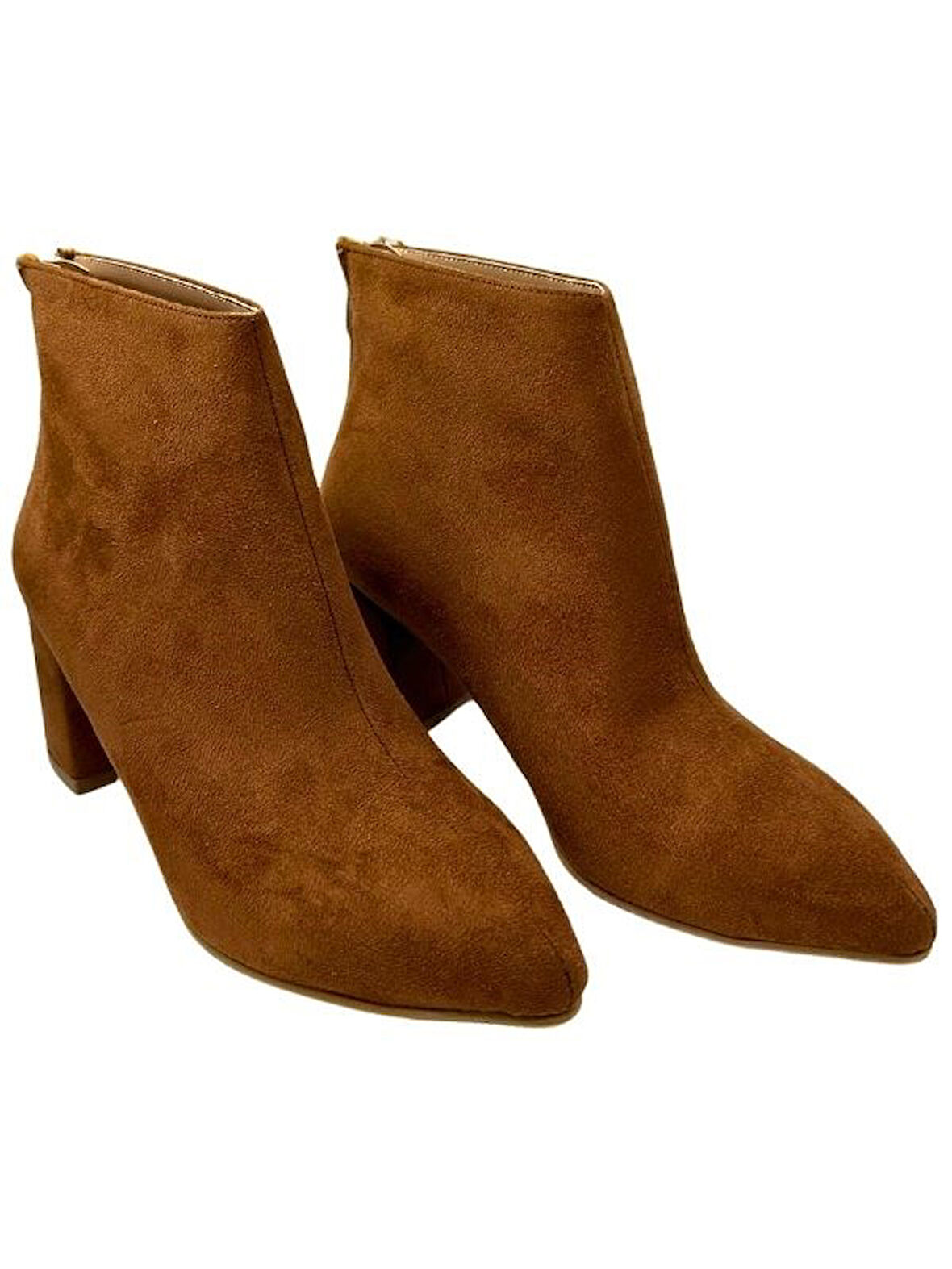  Günlük Kadın Kısa Bot Kalın Topuklu Fermuarlı Sivri Burun Tırtıklı Taban Kürklü Astarlı Bootie 211