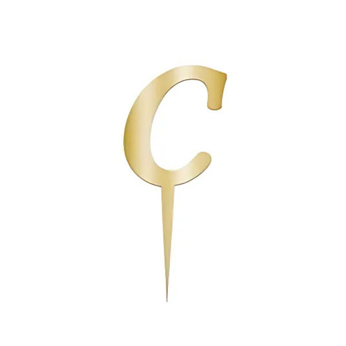 C Harfi Altın Pleksi Pasta Süsü 7 cm