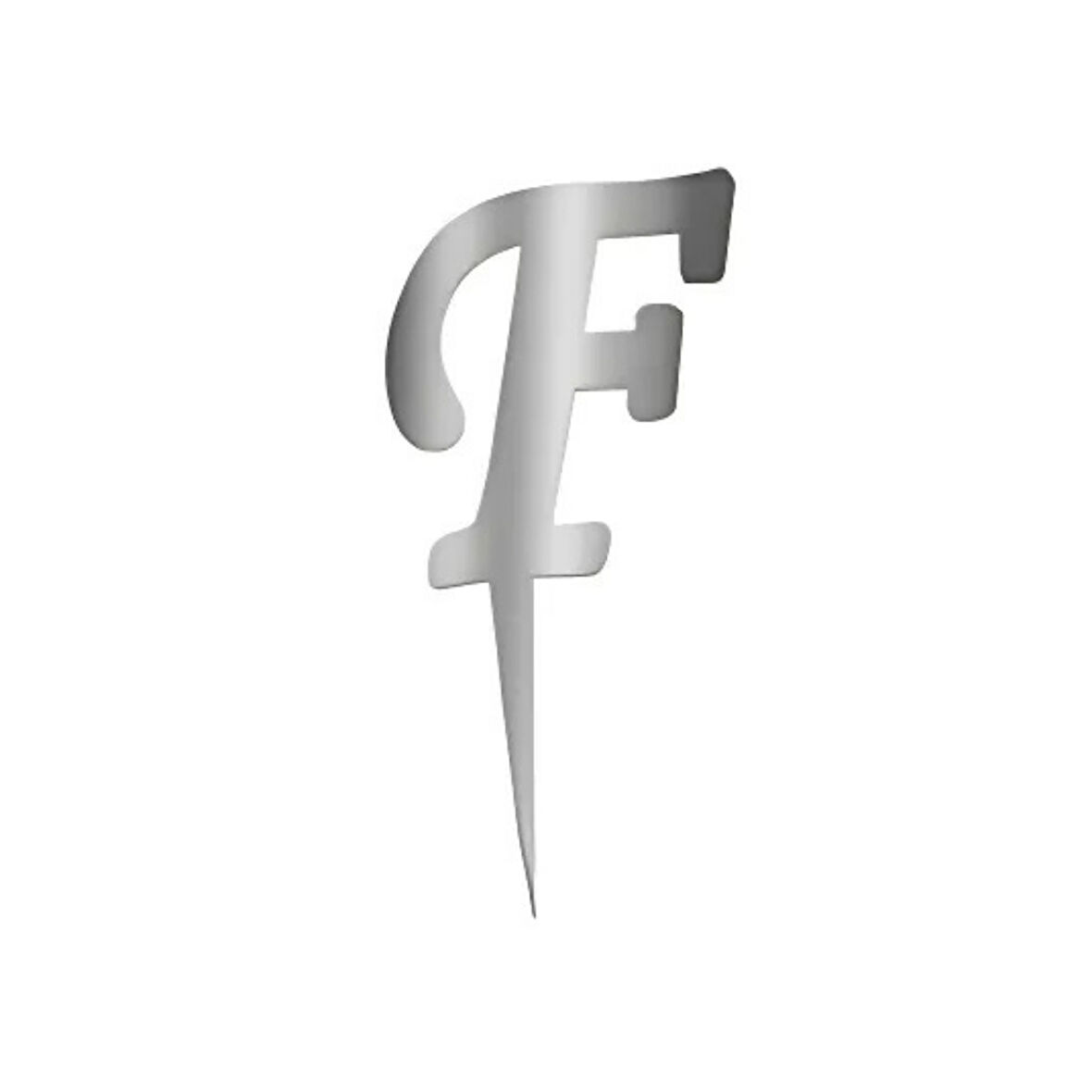 F Harfi Gümüş Pleksi Pasta Süsü 7 cm