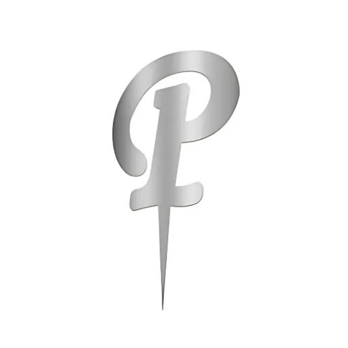 P Harfi Gümüş Pleksi Pasta Süsü 7 cm