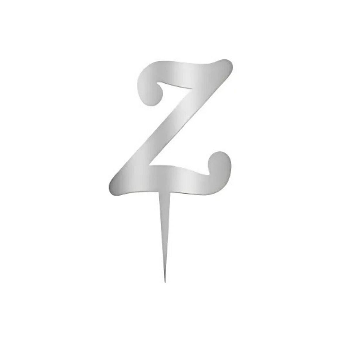 Z Harfi Gümüş Pleksi Pasta Süsü 7 cm