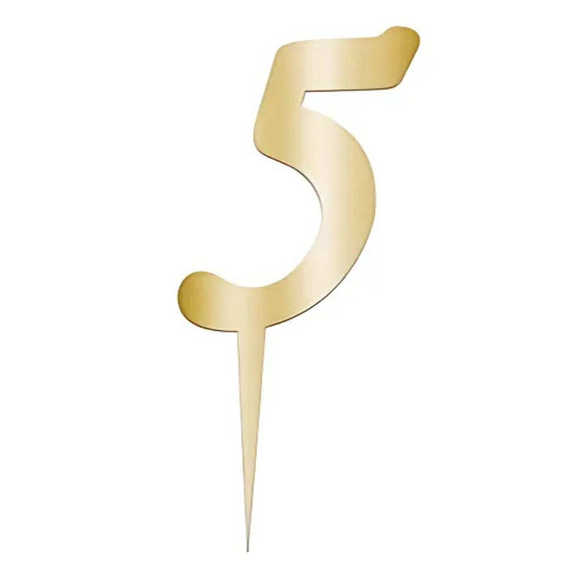 5 Rakam Altın Pleksi Pasta Süsü 7 cm