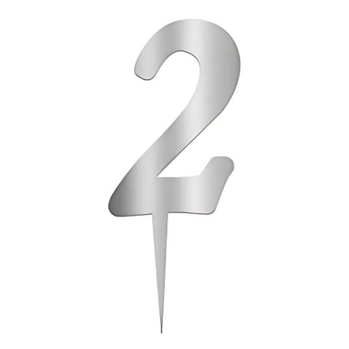 2 Rakam Gümüş Pleksi Pasta Süsü 7 cm