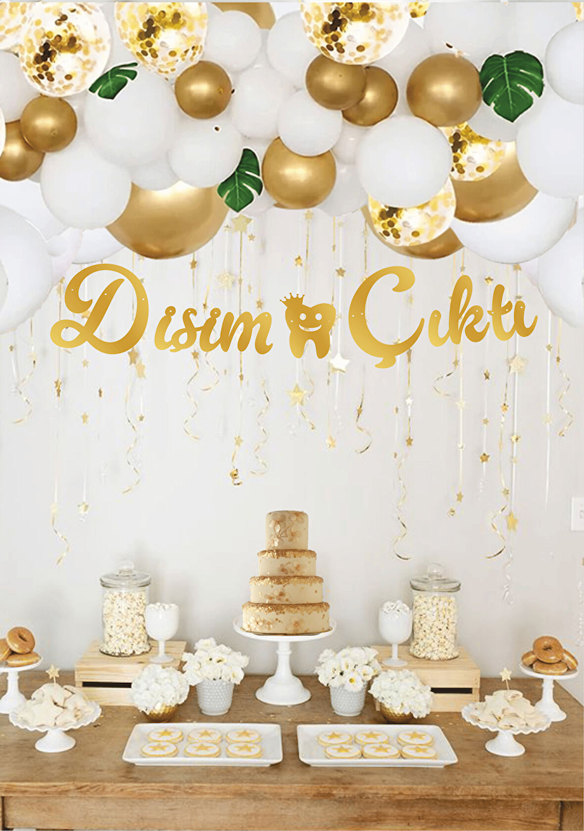 Dişim Çıktı Altın Kaligrafi Banner