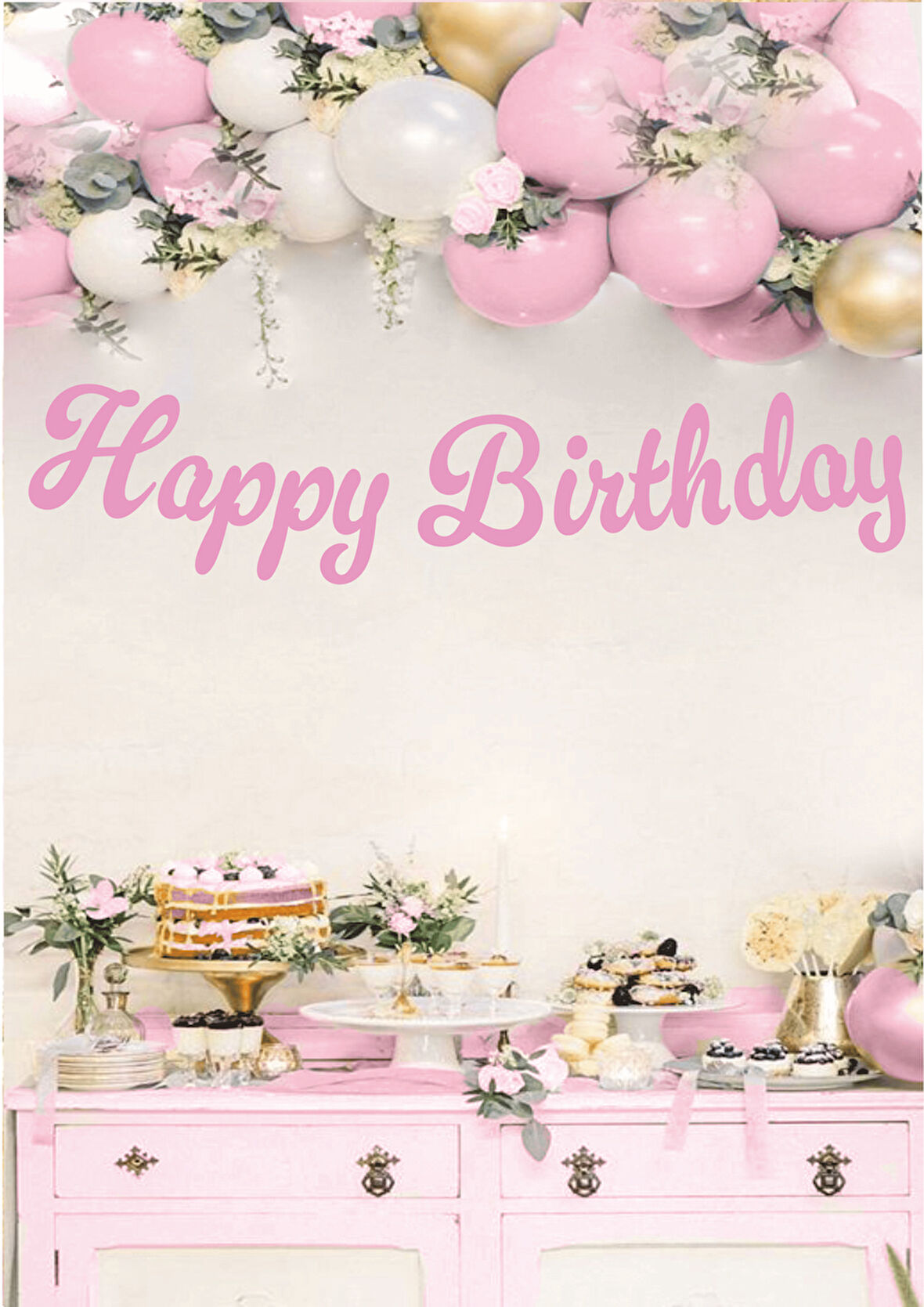 Happy Birthday Pembe Kaligrafi Banner