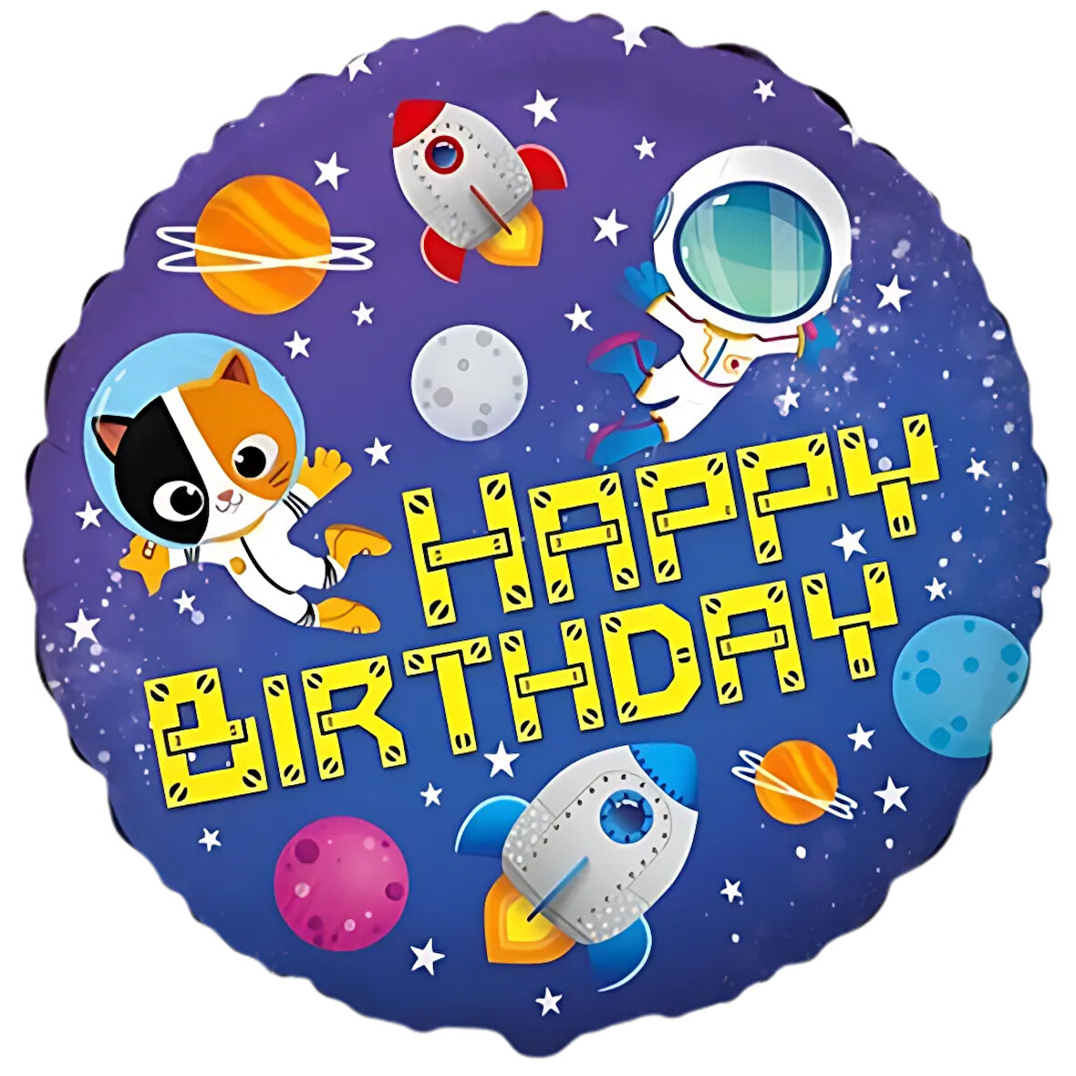 Happy Birthday Uzay Folyo Balon 18 inç 46 cm