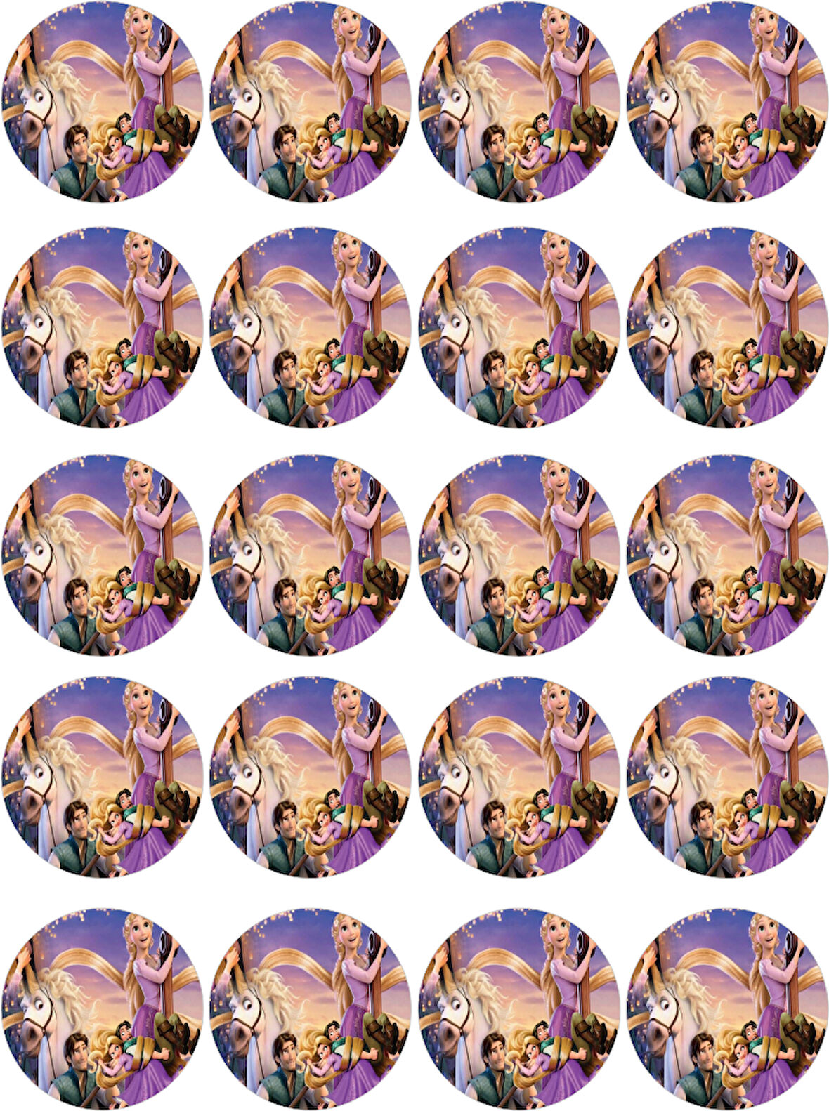Rapunzel Yenilebilir Yuvarlak Kurabiye Resim Baskı