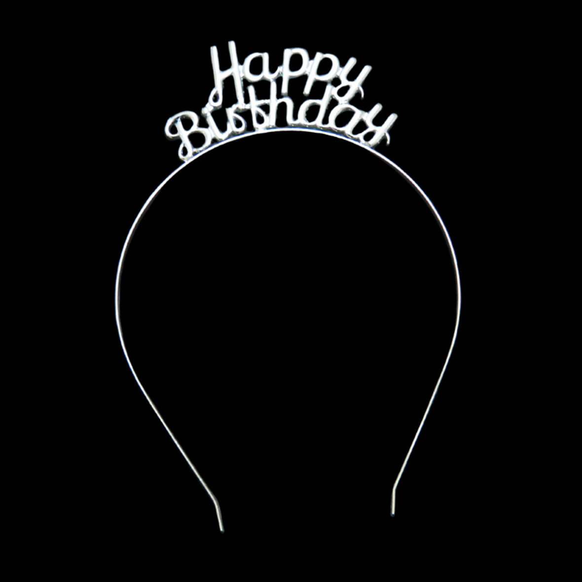 Happy Bithday Gümüş Renkli Metal Taç