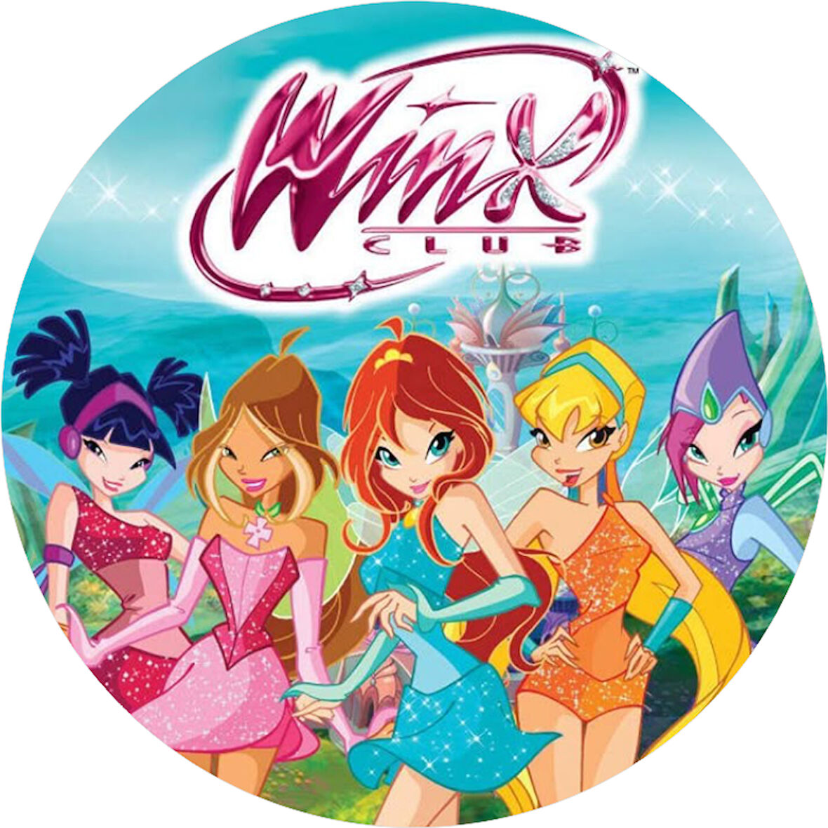 Winx Yuvarlak Pasta Yenilebilir Resim Baskı 20 cm 