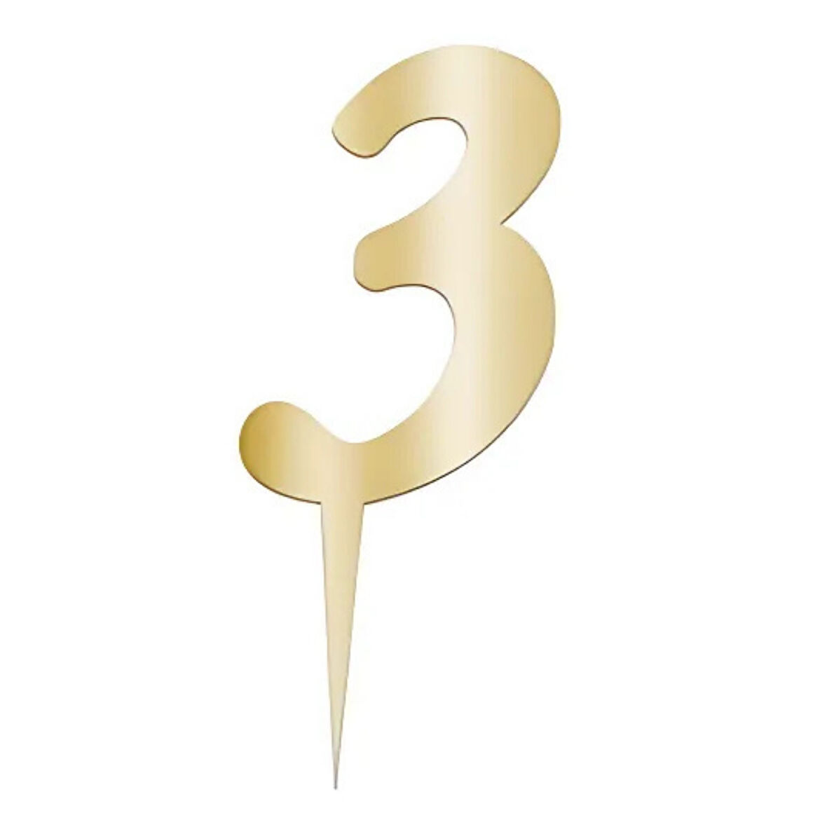3 Rakam Altın Pleksi Pasta Süsü 7 cm
