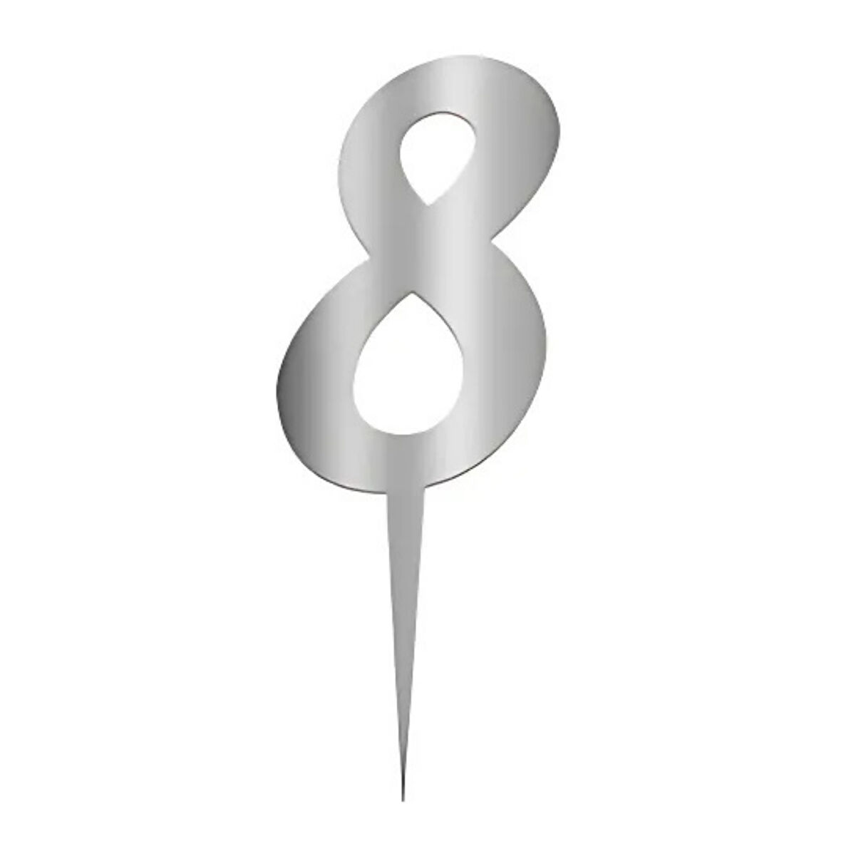 8 Rakam Gümüş Pleksi Pasta Süsü 7 cm
