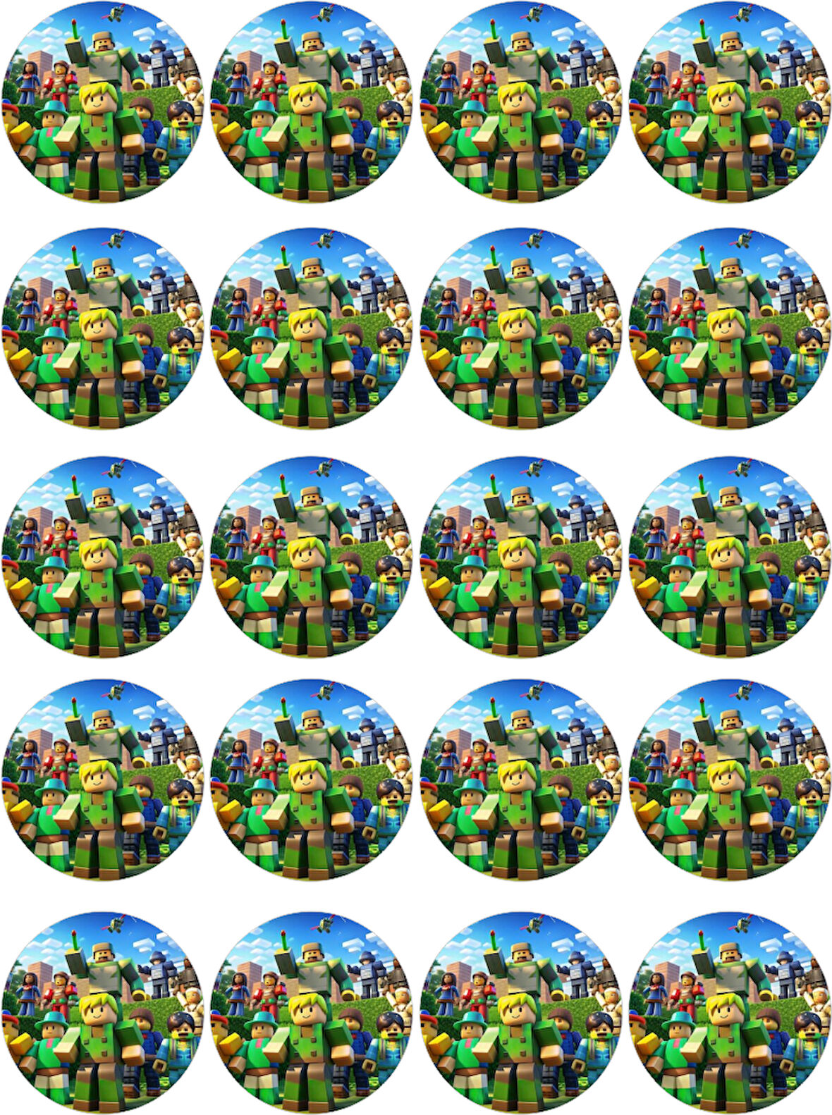 Minecraft Yenilebilir Yuvarlak Kurabiye Resim Baskı