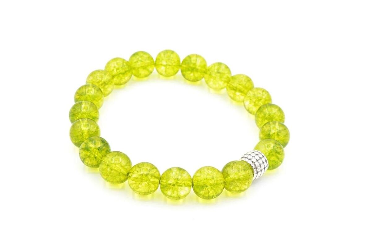 Hakiki Doğal Olivin Peridot Taşı Bileklik 10 Mm