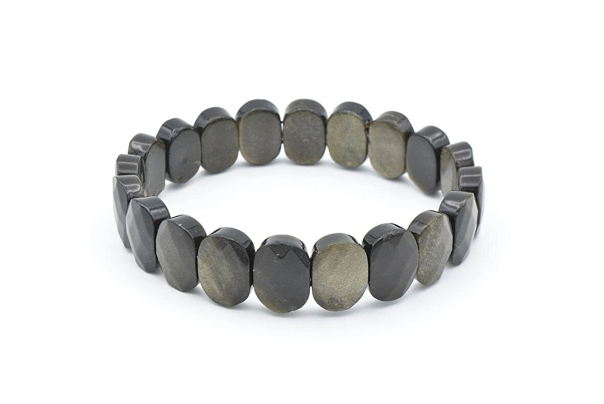 Rolex Model Hakiki Doğal Rainbow Obsidyen Taşı Bileklik