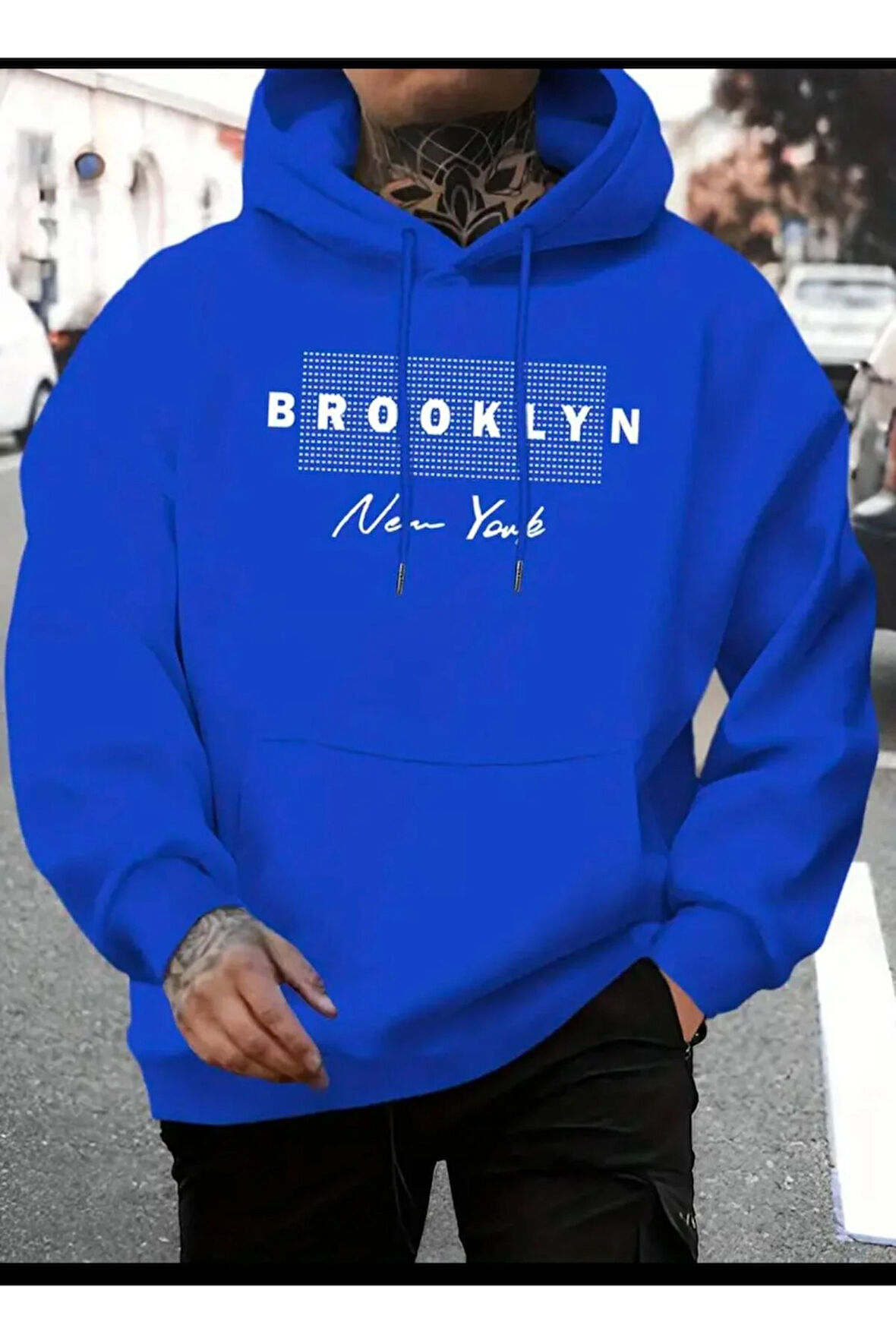 Brooklyn Baskılı Kapüşonlu Sweatshirt