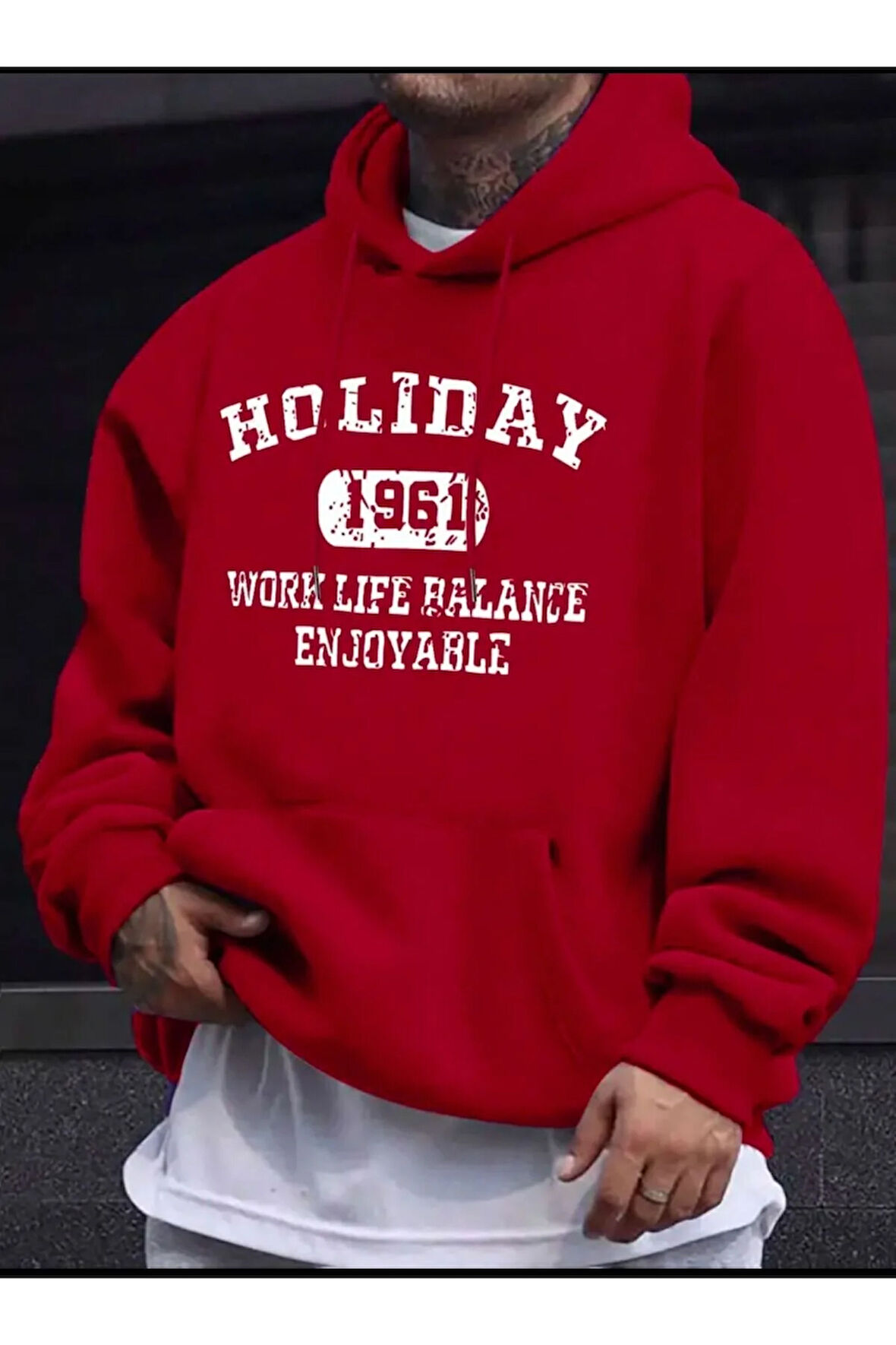 Holiday Baskılı Kapüşonlu Sweatshirt