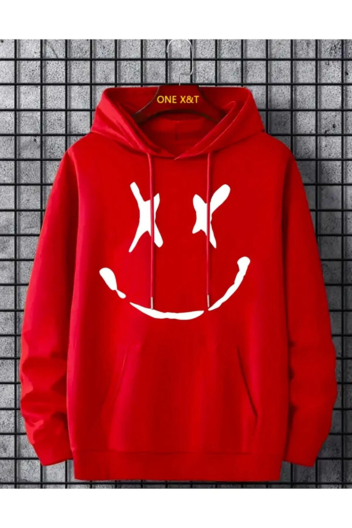 Gülen Baskılı Kapüşonlu Sweatshirt