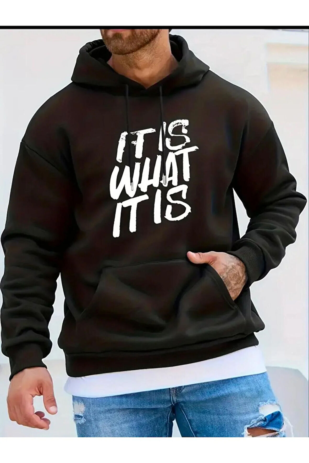 It'is What Baskılı Kapüşonlu Sweatshirt