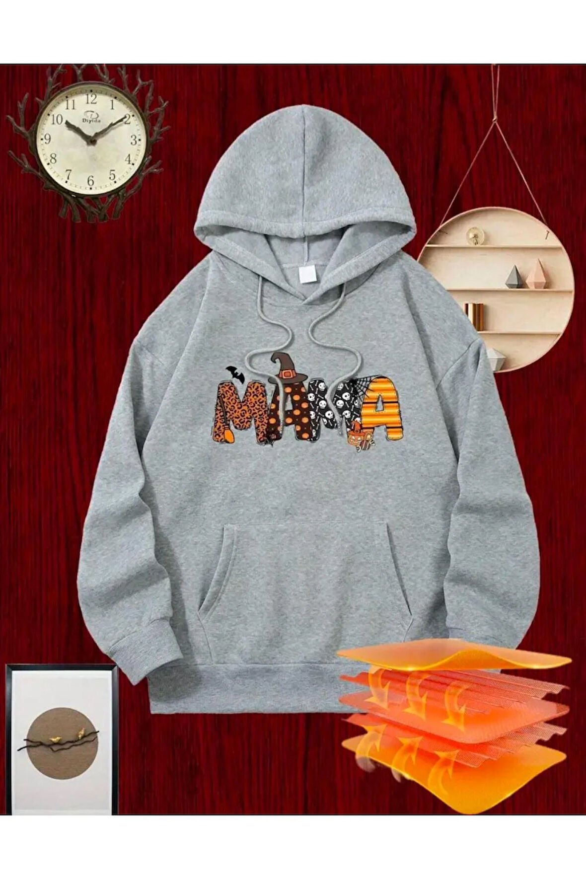 Mama Baskılı Kapüşonlu Sweatshirt