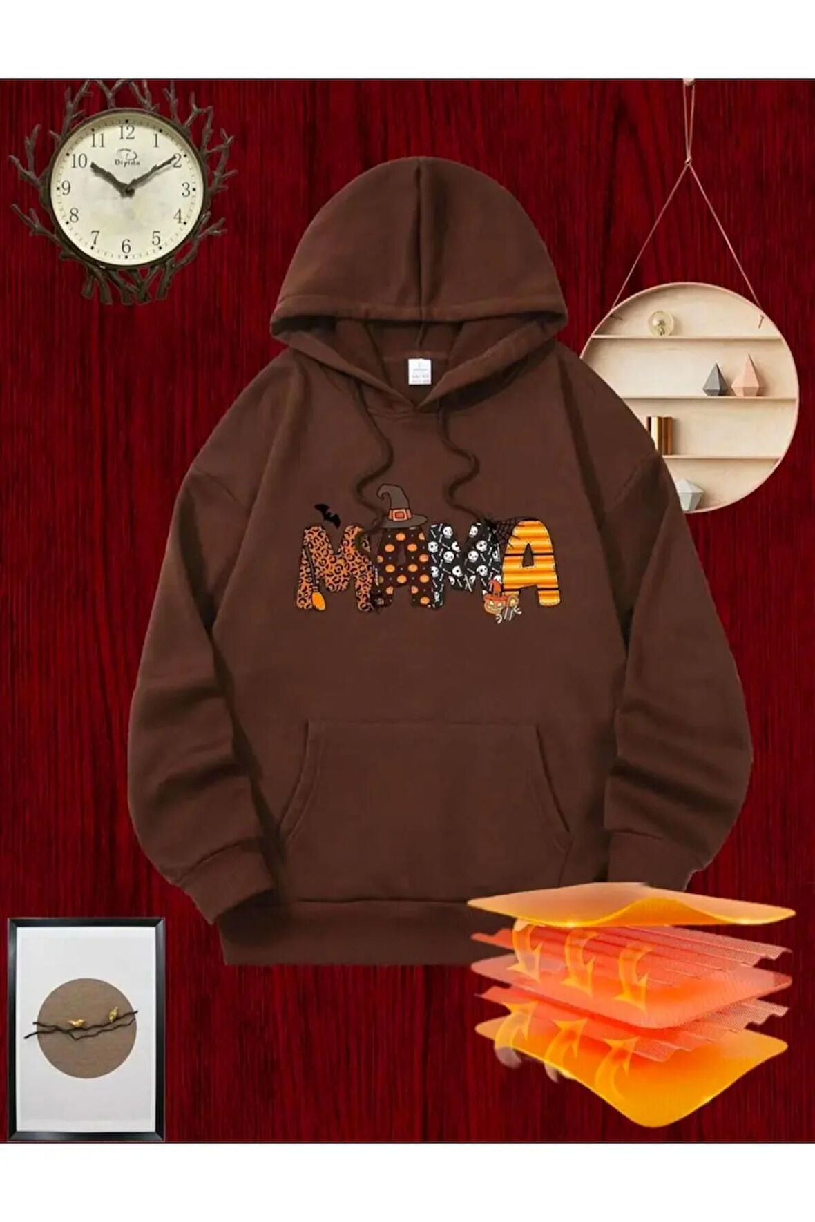 Mama Baskılı Kapüşonlu Sweatshirt