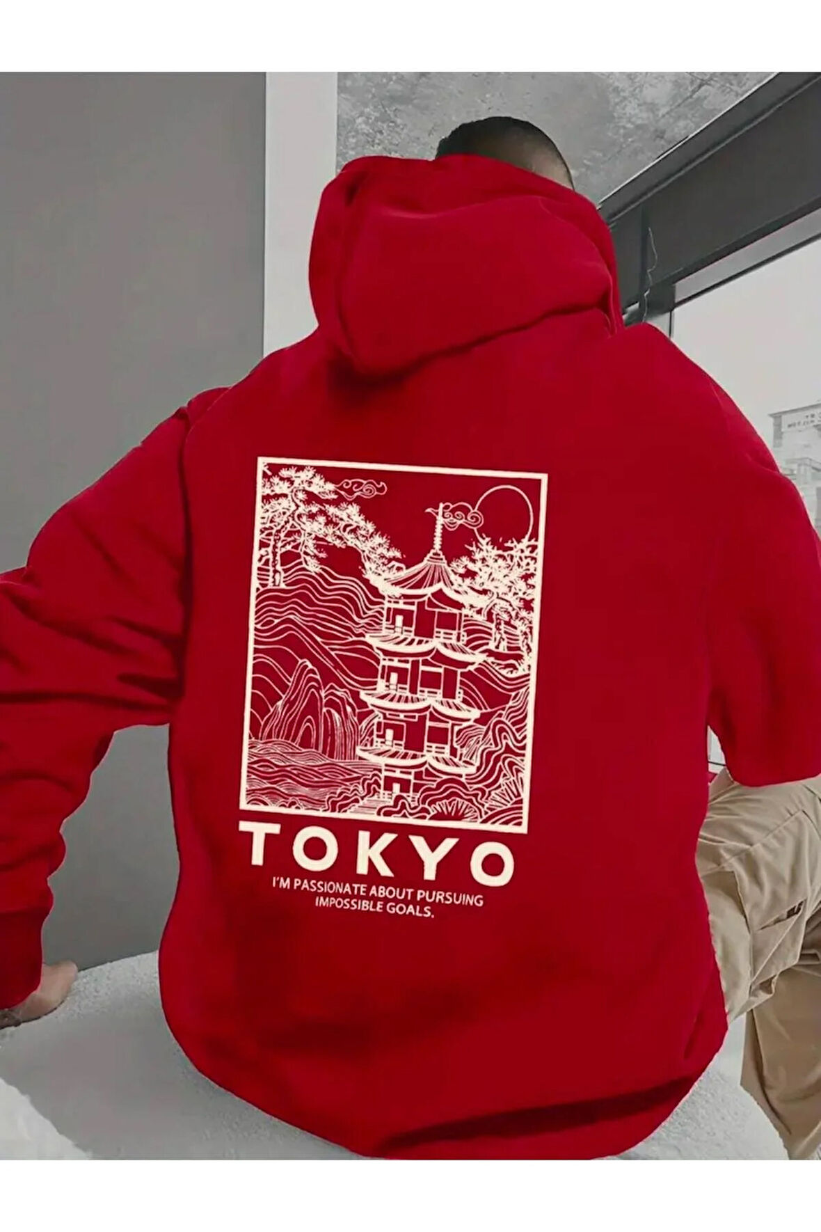 Tokyo Sırt baskılı Kapüşonlu Sweatshirt