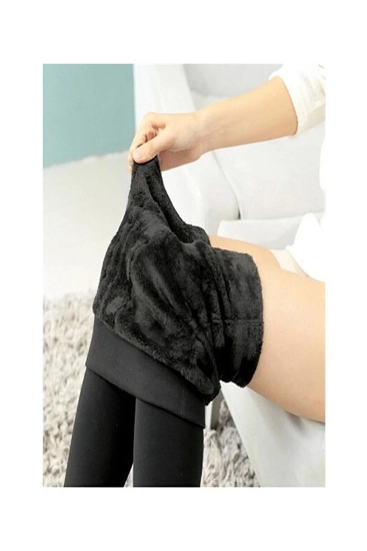 Kadın Siyah İçi Pelüşü Kışlık Termal Tayt